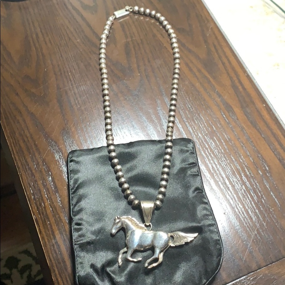 Sterling silver horse necklace